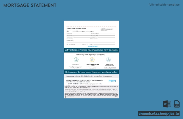 USA California PingPong Global Solutions Inc. Hypothekenabrechnung im Word- und PDF-Format, 3 Seiten, Beispielvorschau